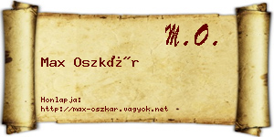 Max Oszkár névjegykártya